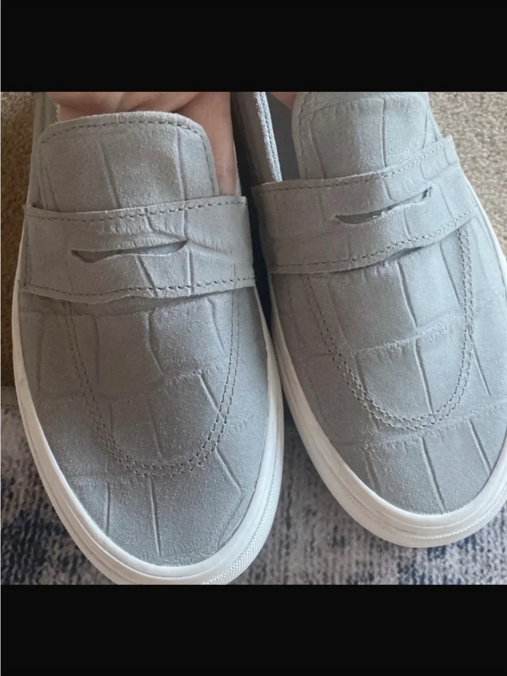 Vans Men's Light Gray Suede Penny Slip-On Loafers